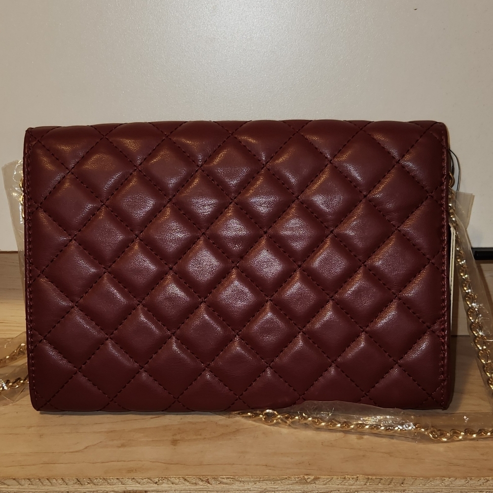 Badgley Mischka Quilted Studded Crossbody— NWT— Wine - Picture 2 of 5